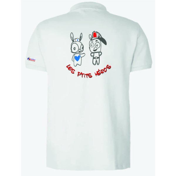 LES P'TITS HEROS POLO PUBLIC BLANC ADULTE HOMME