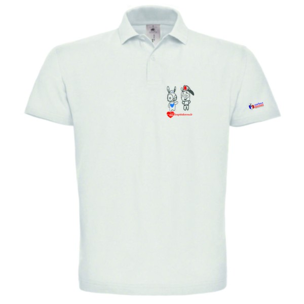 LES P'TITS HEROS POLO PUBLIC BLANC ADULTE HOMME