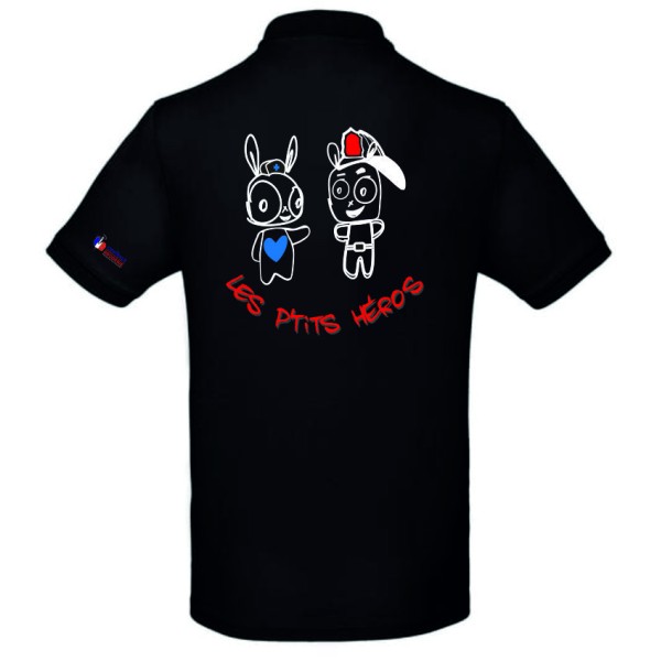 LES P'TITS HEROS POLO FEDERATION NOIR ADULTE HOMME