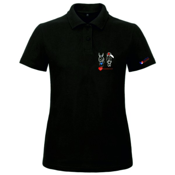 LES P'TITS HEROS POLO FEDERATION NOIR ADULTE FEMME