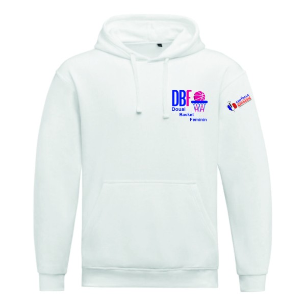 DOUAI BASKET FEMININ SWEAT CAPUCHE UNISEXE BLANC